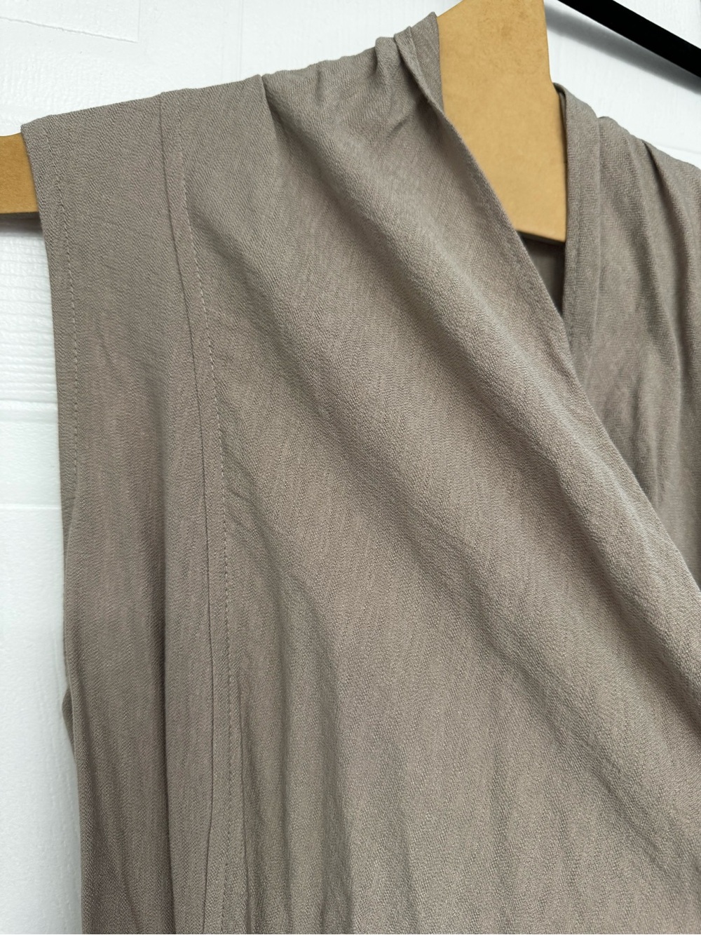 Sleeveless Taupe Wrap Tunic with Waist Tie - Picture 16 of 16